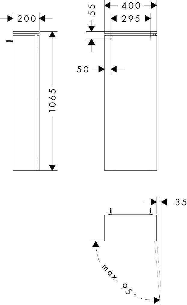 HANSGROHE Xilesa E Halbhochschrank 400x200 mm, Türanschlag rechts, SoftClose, weiß