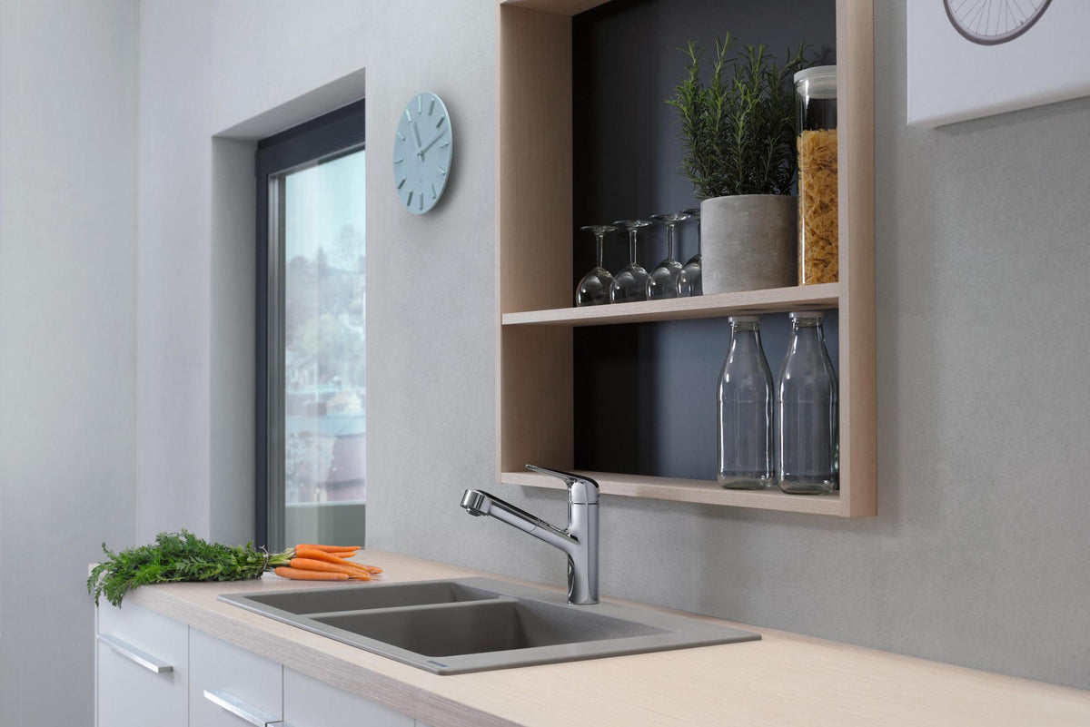 HANSGROHE Focus M42 Spültischmischer 150 Ausziehauslauf chrom – ComfortZone, MagFit, Quick-Connect