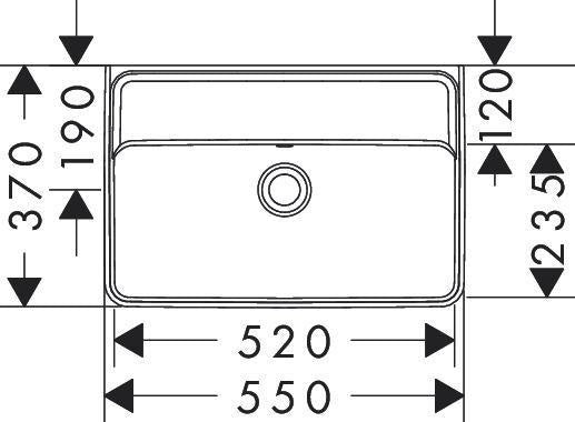HANSGROHE Waschtisch Compact Xanuia Q 550x370mm weiß mit Hahnloch und Überlauf