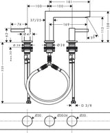 HANSGROHE Finoris 110 3-Loch-Waschtischarmatur mit Push-Open Ablaufgarnitur, Chrom