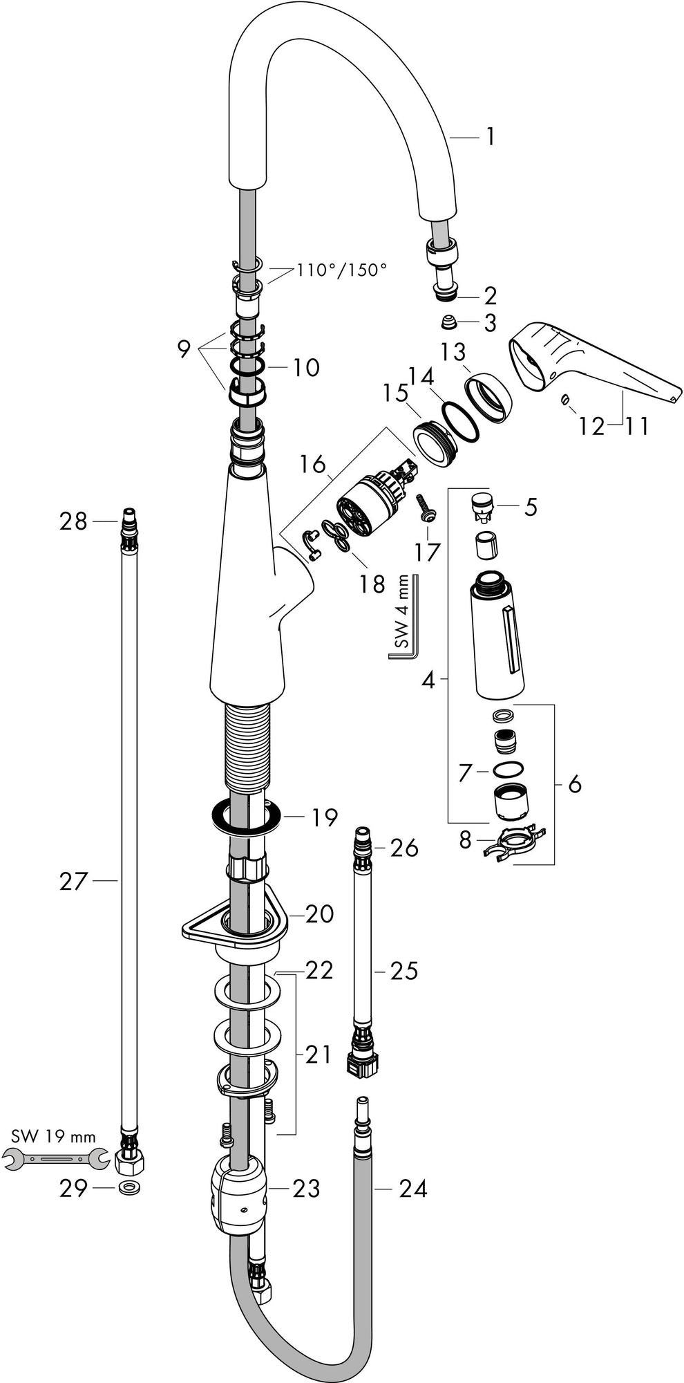 HANSGROHE Talis S 2jet Einhebel-Küchenmischer mit Ausziehbrause, ComfortZone 200, Chrom