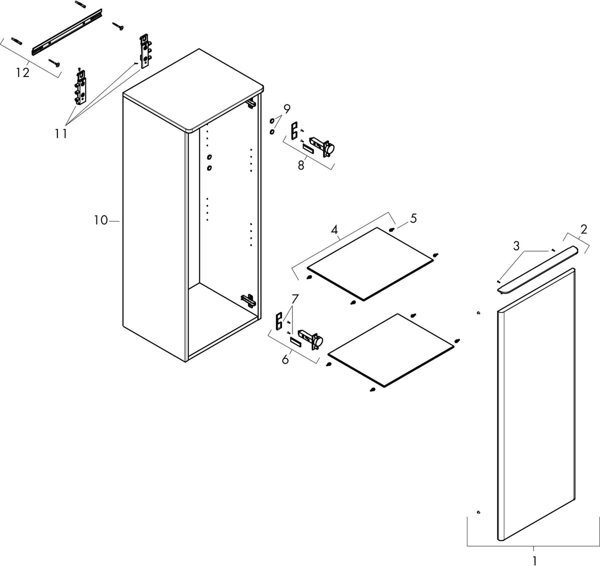 HANSGROHE Xelu Q Halbhochschrank 1065 mm weiß hochglanz – 1 Tür, SoftClose, links