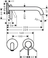 AXOR ONE Fertigmontageset Einhebel-Waschtischmischer Unterputz mit 220 mm Auslauf in Chrom