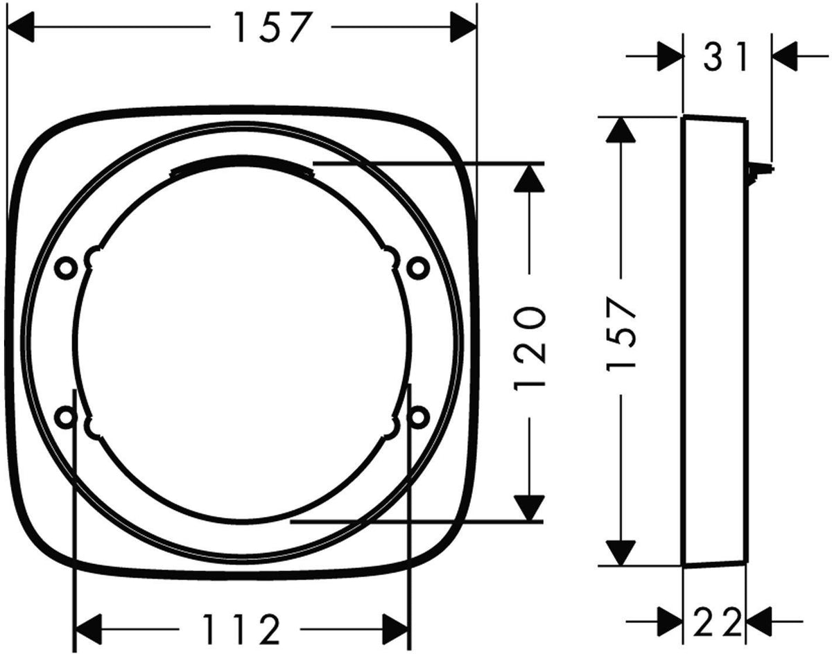 Hansgrohe Verlängerungsrosette Pura Vida 157 mm Chrom – für Fliesen und Fertigset