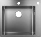 HANSGROHE Einbauspüle S71 450 Edelstahl – Flächenbündiger Einbau, 1 Becken, 60 cm Unterschrank