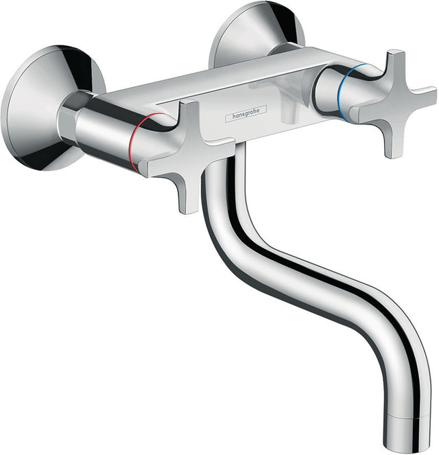 HANSGROHE Logis Classic 2-Griff-Küchenmischer DN 15 Wandmontage Lowspout Chrom