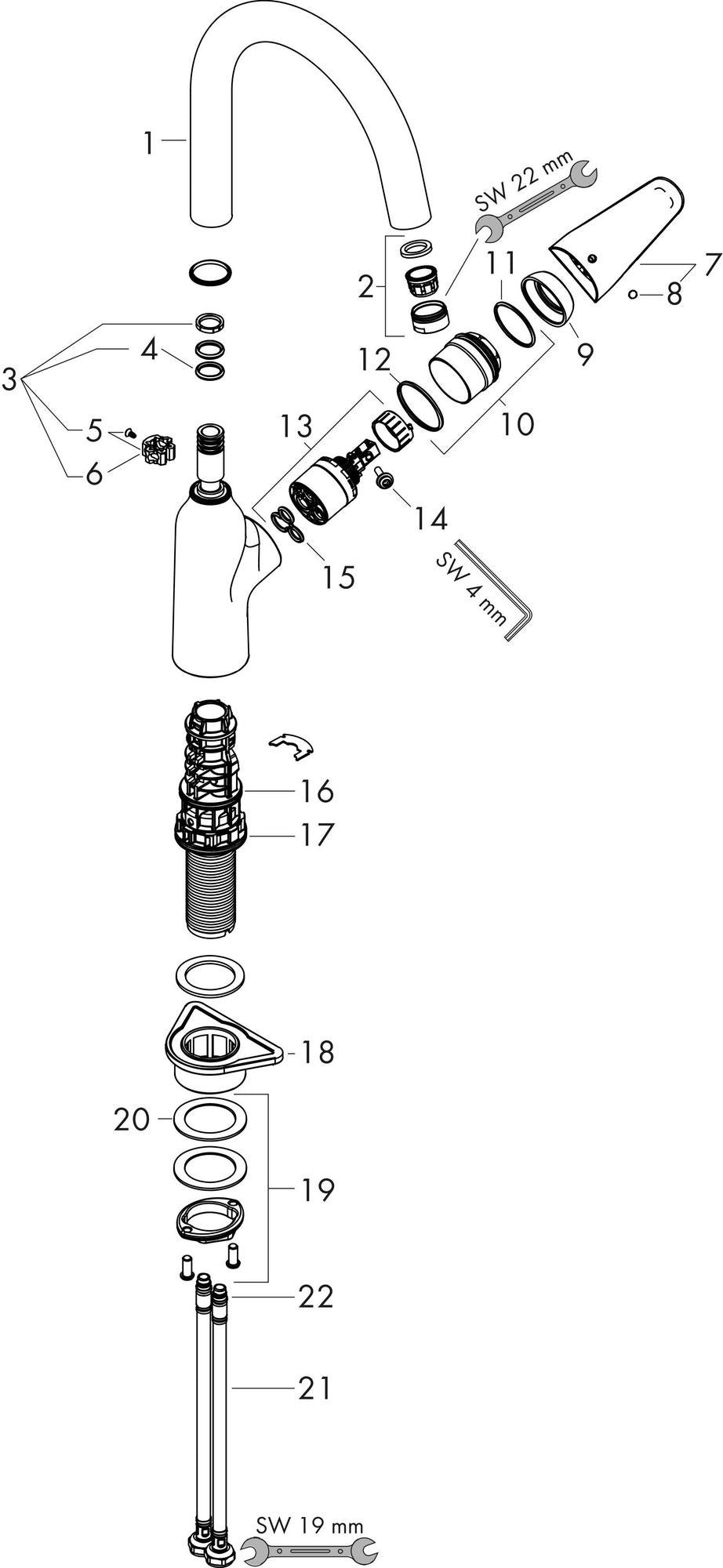 HANSGROHE HG Spültischmischer 220 Schwenkauslauf M421-H220 Chrom – ComfortZone 220, 360° Schwenkbereich