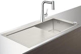 HANSGROHE Spülencombi SELECT 450 mit Abtropffläche – Edelstahl-Optik, 2-Loch Küchenmischer