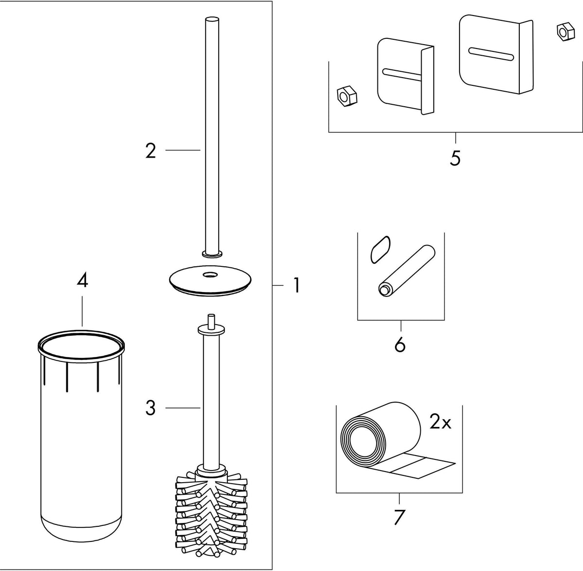 HANSGROHE XtraStoris Rock Toilettenbürstenhalter mit Papierhalter, befliesbare Tür, mattweiß