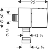 AXOR UNO² FIXFIT STOP Schlauchanschluss DN 15 mit Absperrventil, chrom
