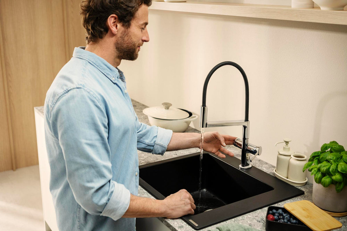 HANSGROHE Einbauspüle S51 450 SilicaTec graphitschwarz 1 Becken 60 cm Unterschrank