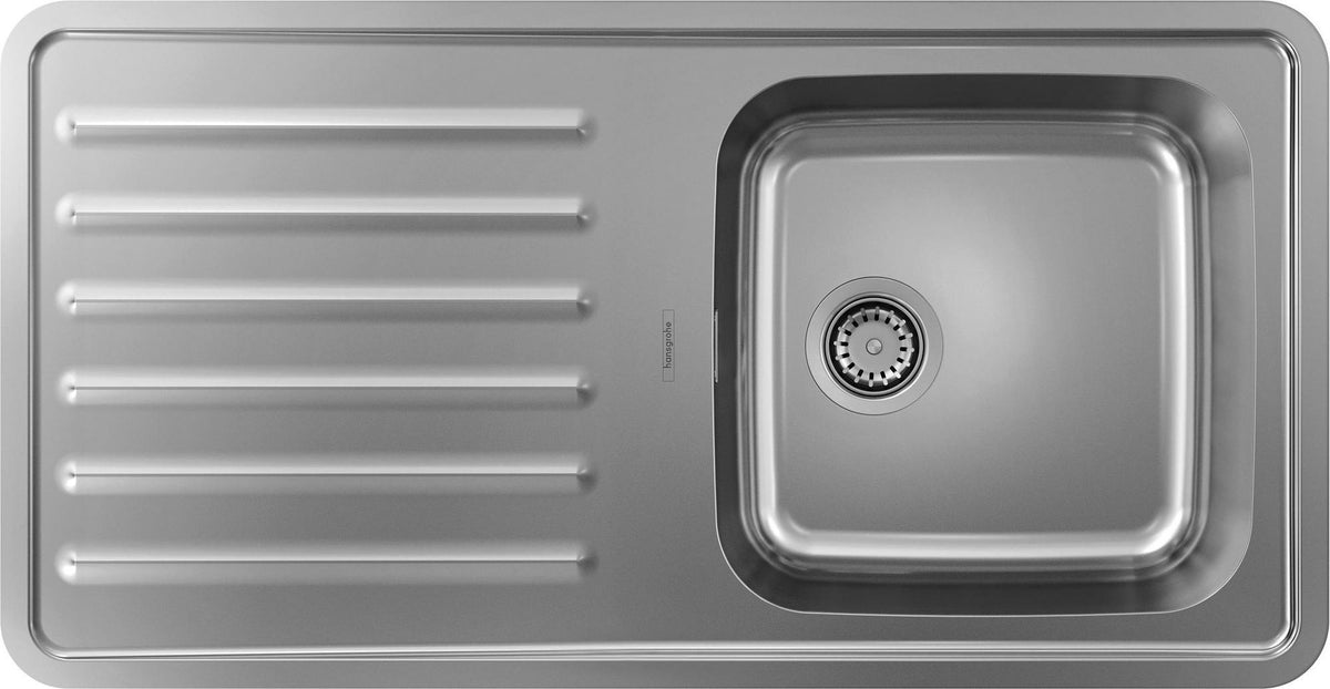 HANSGROHE Einbauspüle S41 400 mit Abtropffläche – Edelstahl, reversibel, flächenbündig