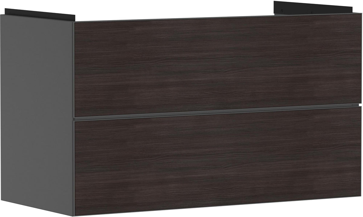 HANSGROHE Xevolos E Waschtischunterschrank 980 mm Eiche Dunkel Mattweiß mit PushOpen und SoftClose