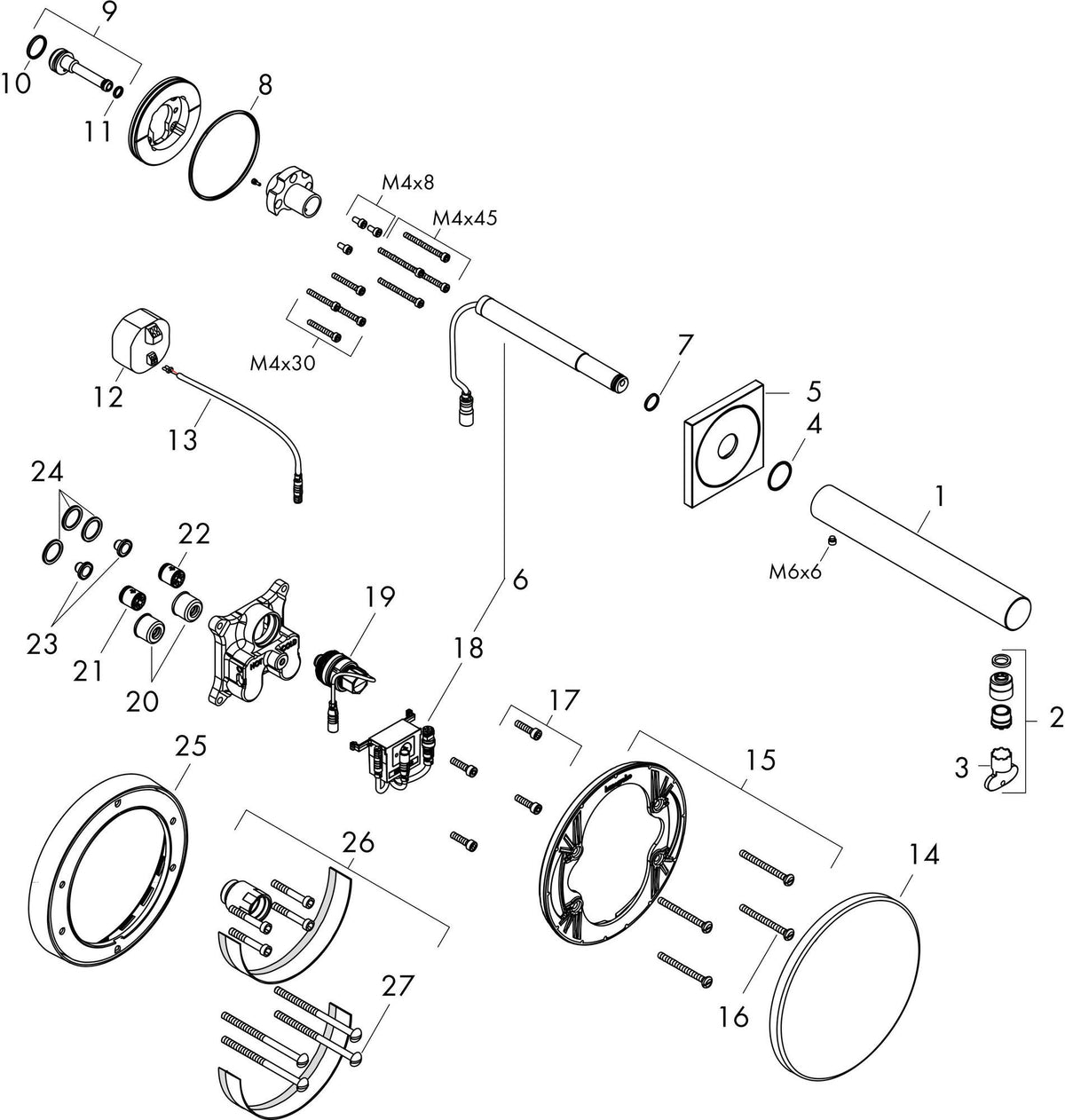 AXOR Uno Elektronik-Waschtischmischer 220 mm Aufputz Netzbetrieb Infrarot verchromt