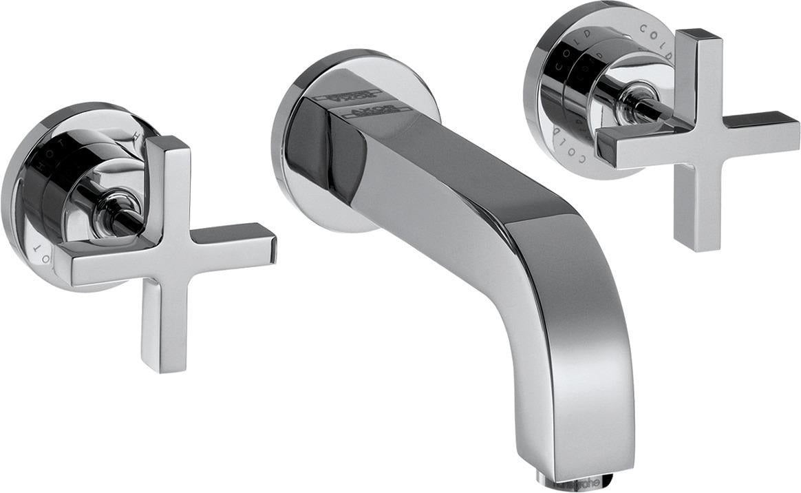 AXOR CITTERIO 3-Loch-Waschtischarmatur DN 15, Auslauf 162 mm, Kreuzgriffe mit Rosetten, Chrom