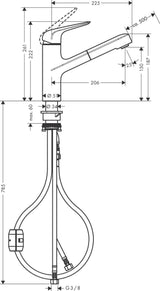 HANSGROHE Focus M42 Spültischmischer 150 Ausziehauslauf chrom – ComfortZone, MagFit, Quick-Connect