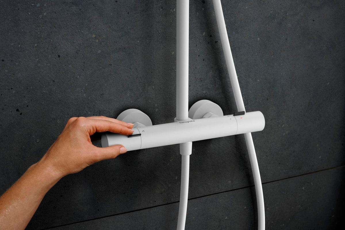 HANSGROHE Showerpipe Pulsify S Puro 1jet mit EcoSmart-Thermostat, chrom – 260 mm Kopfbrause