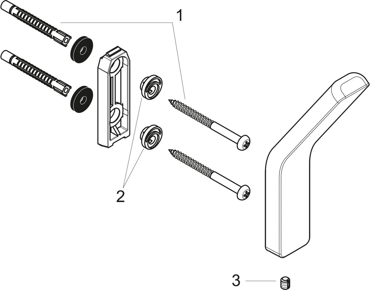 AXOR Universal Softsquare Einzelhaken Chrom – Wandmontage, verdeckte Befestigung, poliert