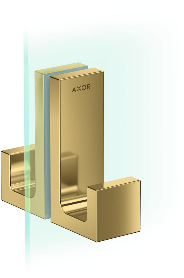 AXOR Universal Rectangular Duschtürgriff in polished gold optic – Metall, verdeckte Befestigung, 6–12 mm Glas