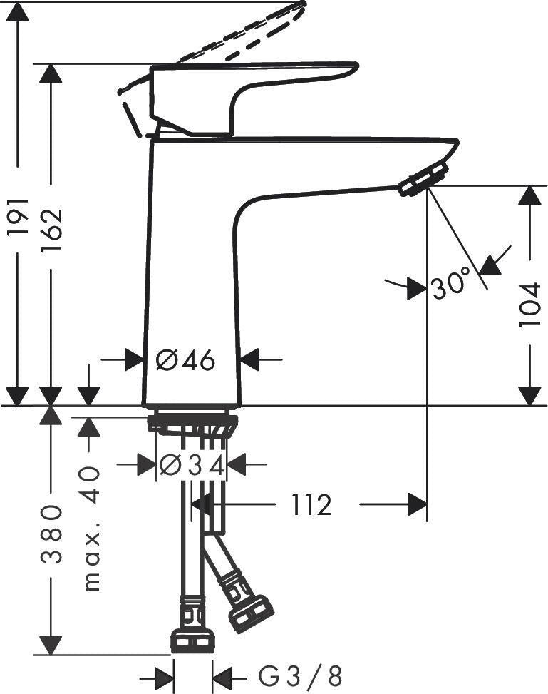 HANSGROHE Talis E Einhebel-Waschtischmischer 110 mit Ablaufgarnitur, chrom – ComfortZone, 5 l/min
