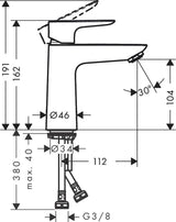 HANSGROHE Talis E Einhebel-Waschtischmischer 110 mit Ablaufgarnitur, chrom – ComfortZone, 5 l/min