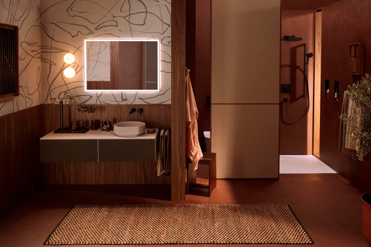 HANSGROHE Xevolos E Waschtischunterschrank 1370 mm – Grifflos, SoftClose, 2 Schubkästen, Sandbeige