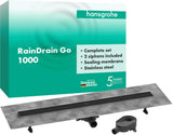 Hansgrohe RainDrain Go Komplettset Duschrinne 1000 mm rückseitig befliesbar für Standard- und flache Installation, matt schwarz