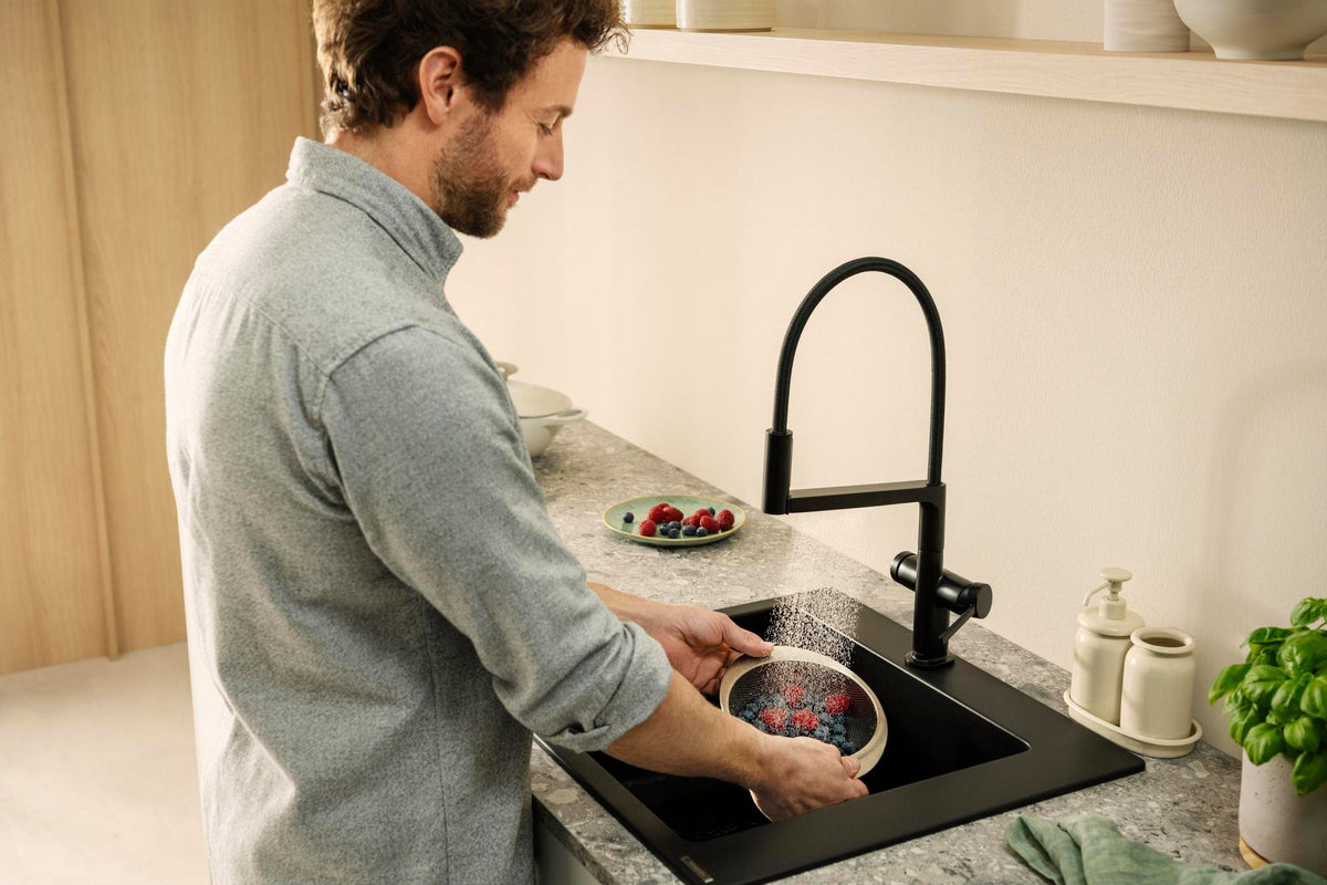 HANSGROHE Einbauspüle S51 450 SilicaTec graphitschwarz 1 Becken 60 cm Unterschrank