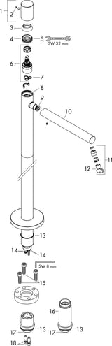 AXOR Uno Einhebel-Waschtischmischer Fertigmontageset mit Zerogriff, chrom, 260 mm Ausladung