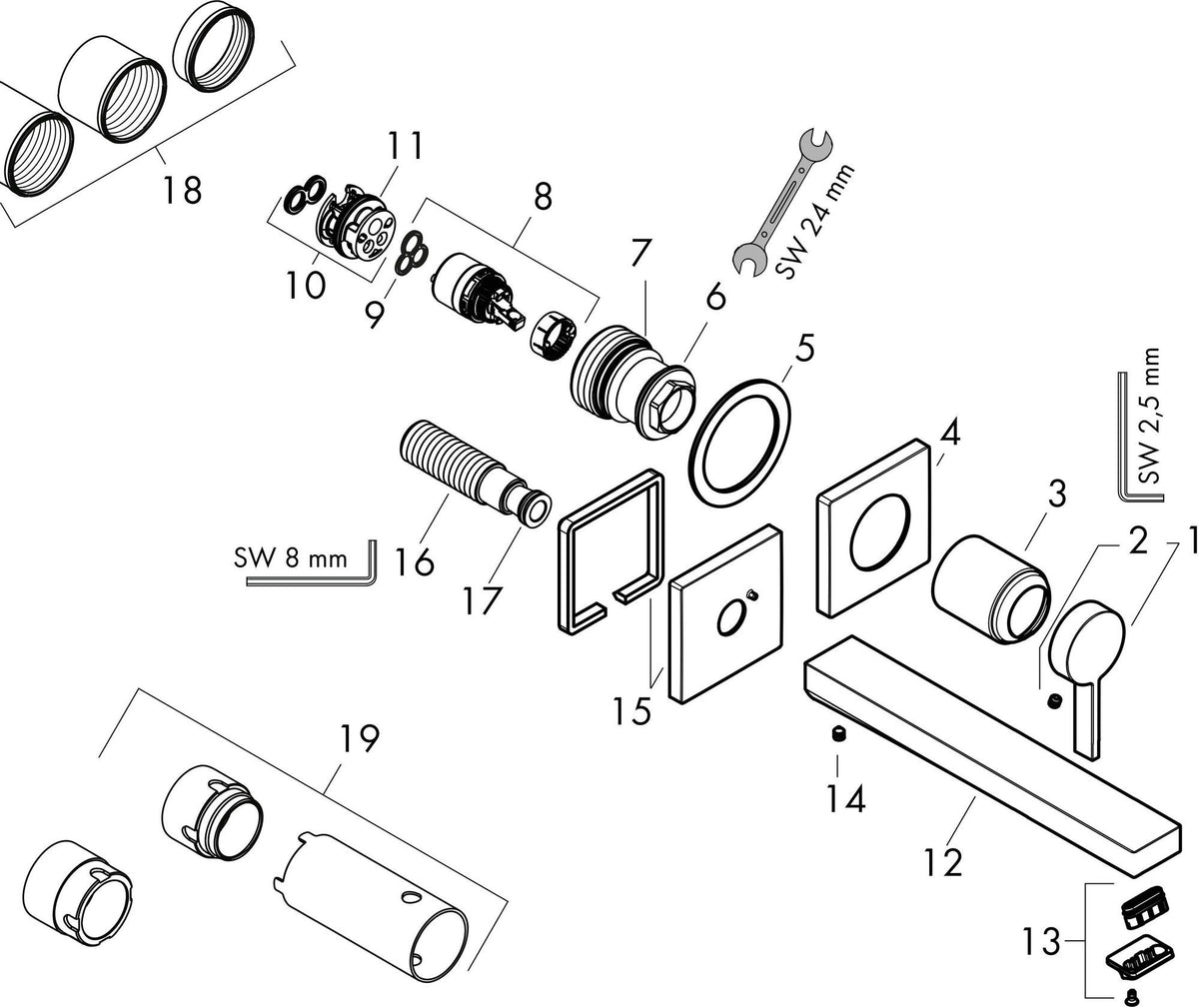 HANSGROHE Tecturis E Einhebel-Waschtischmischer Unterputz EcoSmart+ 225mm chrom