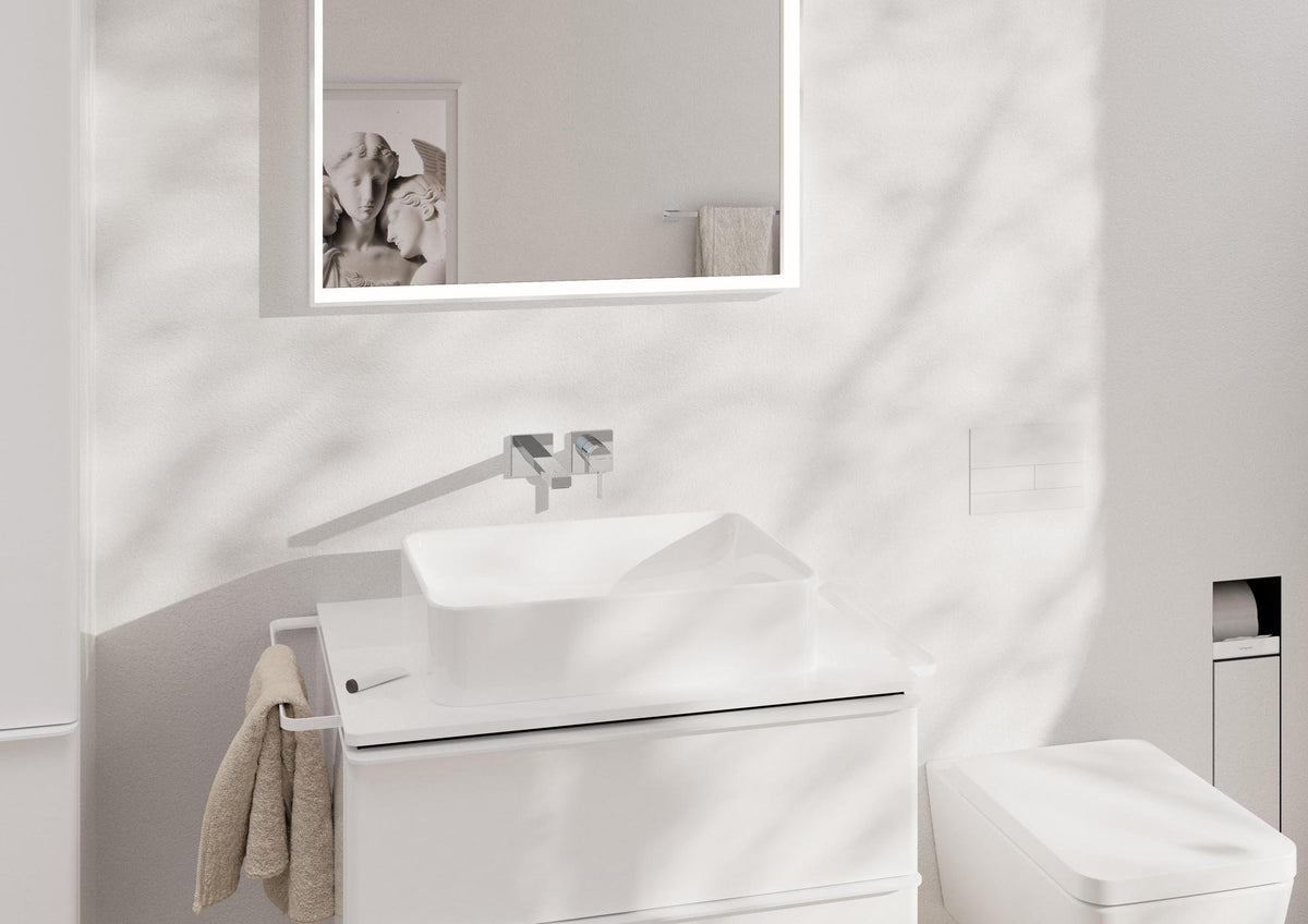 HANSGROHE XtraStoris Rock Toilettenbürstenhalter mit Papierhalter, befliesbare Tür, mattweiß