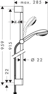 HANSGROHE Brauseset Crometta 85 VarioJet mit Unica Crometta Stange 900 mm Chrom
