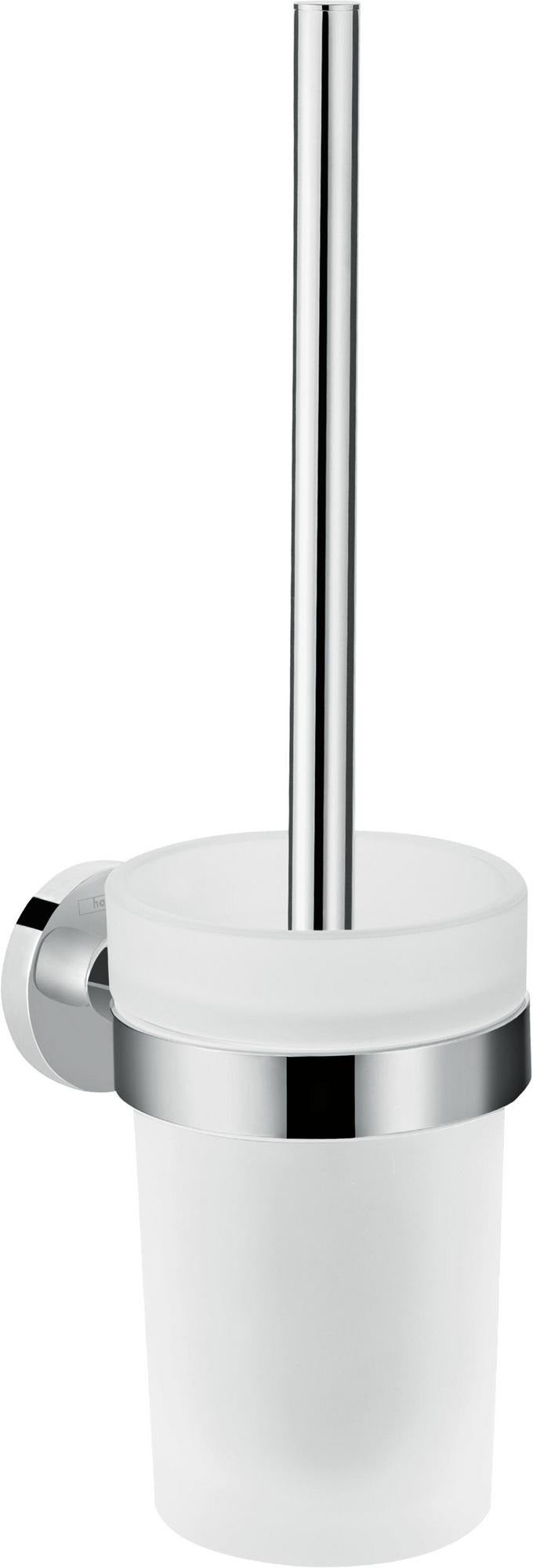 HANSGROHE WC-Bürstenhalter Logis Universal Wandversion chrom – Mattglas-Einsatz, Messing, verdeckte Befestigung