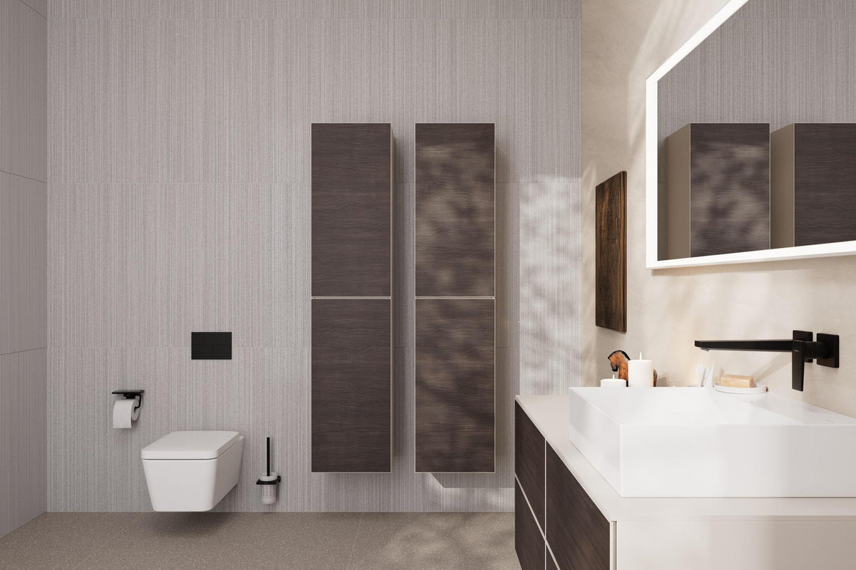 HANSGROHE Hochschrank Xevolos E 1160 mm mit PushOpen, Eiche dunkel/Weiß, grifflos