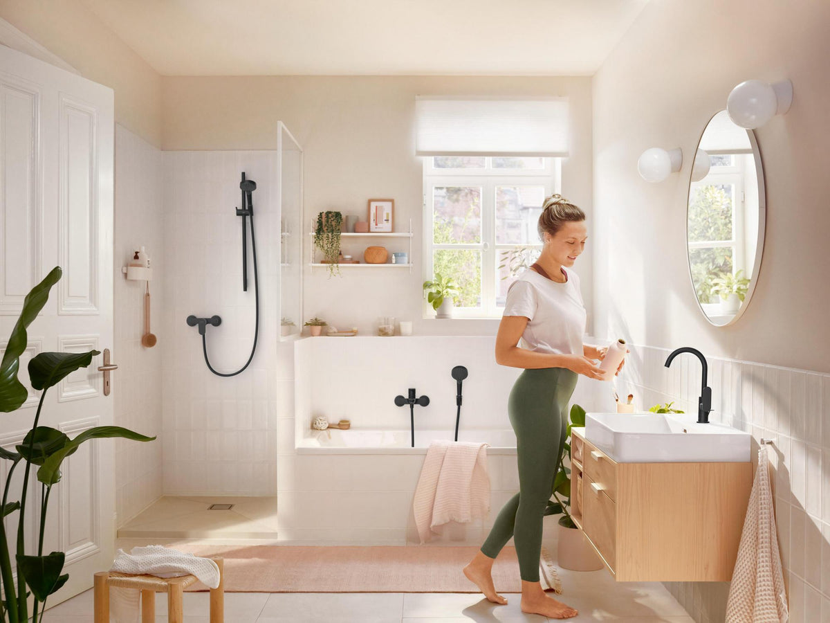 Hansgrohe Rebris S 210 Einhebel-Waschtischmischer mit Schwenkkopf und Zugstangen-Ablaufgarnitur, Chrom