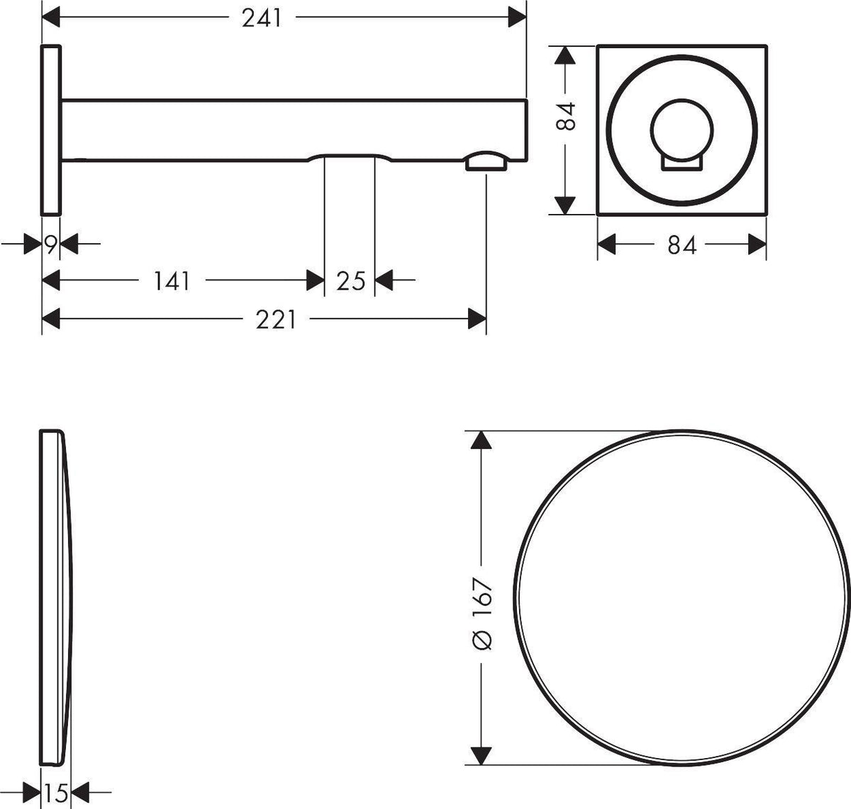 AXOR Uno Elektronik-Waschtischmischer 220 mm Aufputz Netzbetrieb Infrarot verchromt