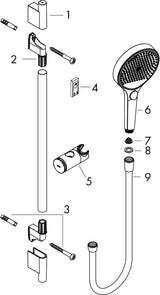 HANSGROHE Rainfinity 130 3jet Brauseset mit 90 cm Stange, Push-Schieber und Textilschlauch in Chrom