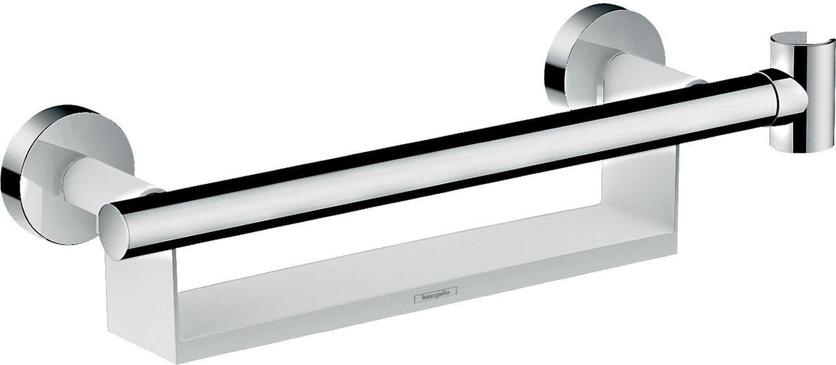 HANSGROHE UNICA COMFORT Haltegriff weiß/chrom mit Ablage und Brausehalter