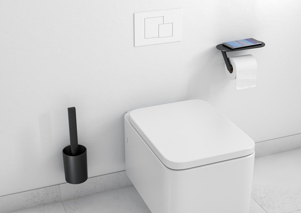 HANSGROHE Toilettenset WallStories mattschwarz – Wandmontage oder freistehend, inkl. Toilettenbürste