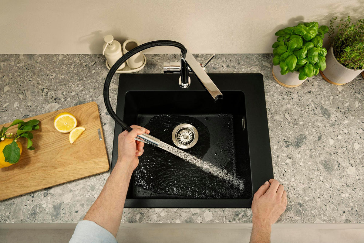 HANSGROHE Einbauspüle S51 450 SilicaTec graphitschwarz 1 Becken 60 cm Unterschrank