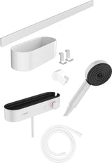 HANSGROHE WallStoris 105 Duschsystem Set mattschwarz mit Thermostat und Handbrause