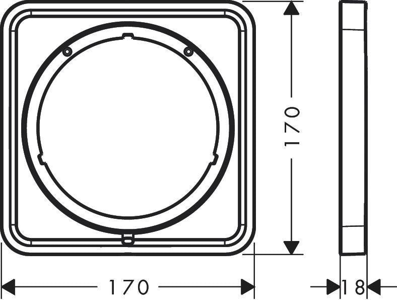 HANSGROHE Verlängerungsrosette ShowerSelect Comfort 5 mm Chrom – 170 x 170 mm