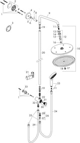 Hansgrohe Showerpipe Croma Select 280 Air 1Jet DN15 Chrom – Duschsystem mit 280 mm Kopfbrause und 3 Strahlarten