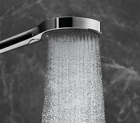 HANSGROHE HG Handbrause Rainfinity 130 3jet Chrom – 3 Strahlarten, QuickClean, Select-Taste