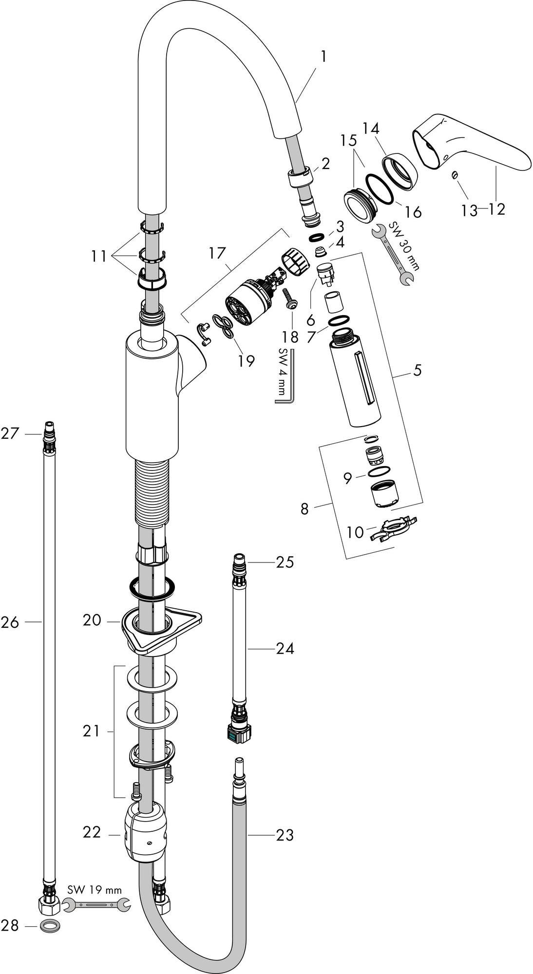 HANSGROHE Focus M41 Einhebel-Küchenmischer 240 mit Ausziehbrause, Chrom