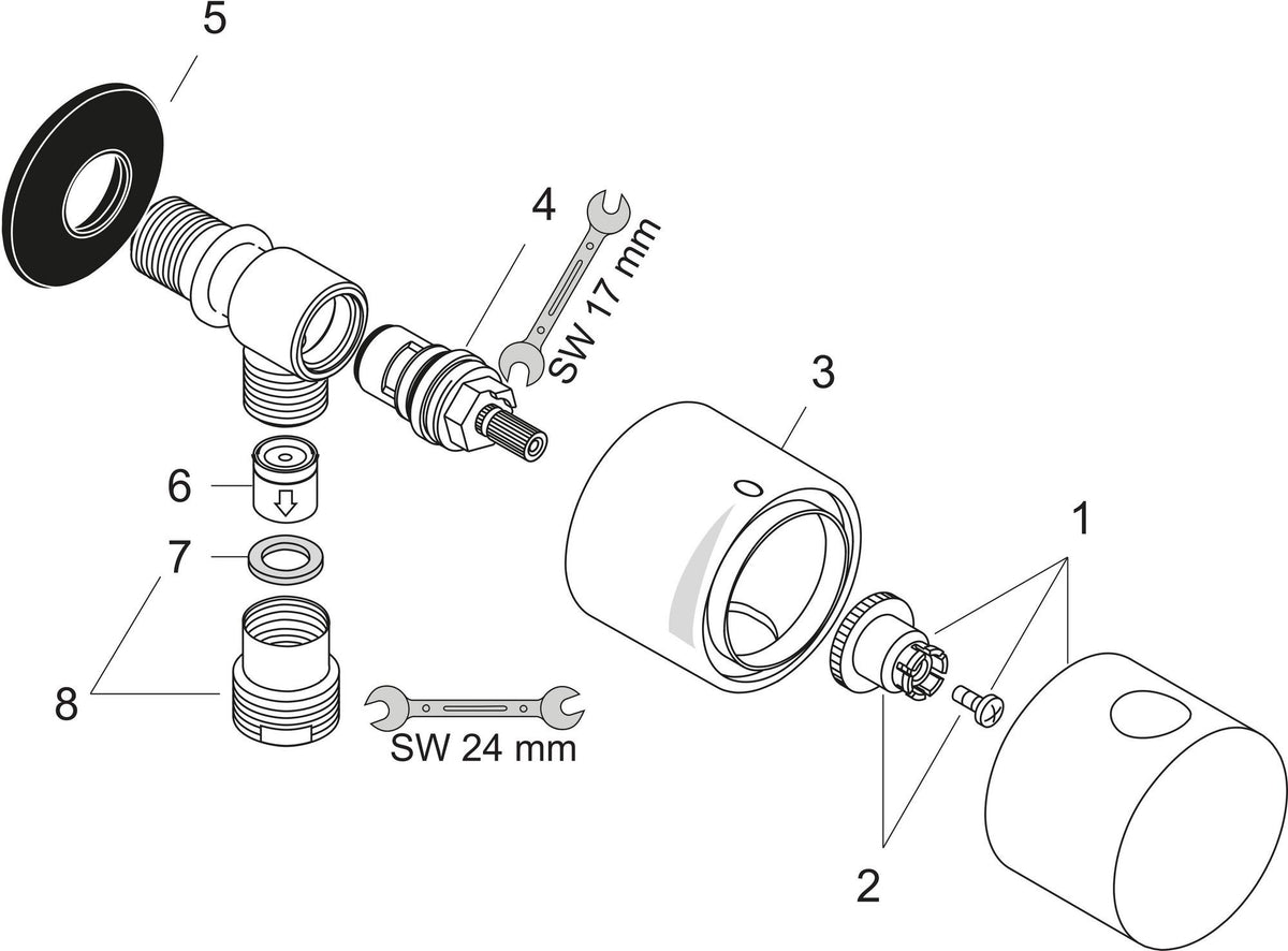 AXOR UNO² FIXFIT STOP Schlauchanschluss DN 15 mit Absperrventil, chrom