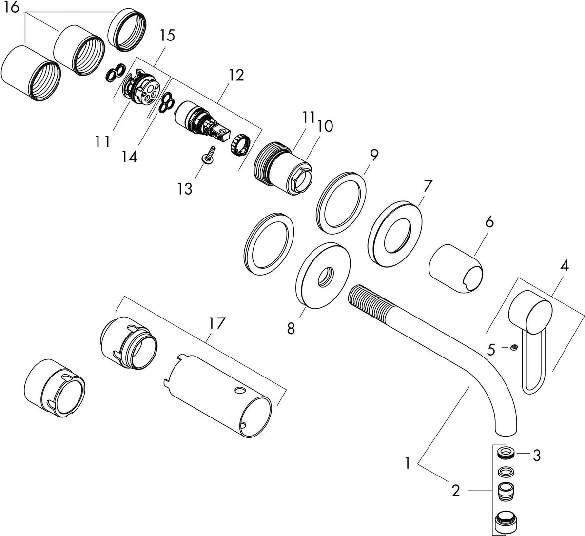 AXOR UNO Einhebel-Waschtischmischer Unterputz 165 mm Bügelgriff Chrom