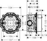 AXOR iBox Universal Grundkörper DN 15/DN 20 mit Vorabsperrung – Unterputz Einbaukörper für Brausen, Wannen und Thermostate