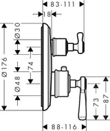AXOR MONTREUX Thermostat Unterputz mit Abstellventil und Hebelgriff Chrom
