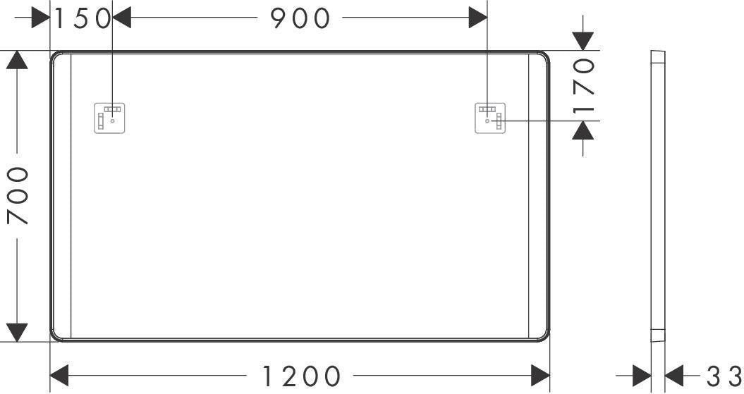 HANSGROHE Xarita Lite Q Wandspiegel 500 mm mit seitlicher LED-Beleuchtung, mattschwarz